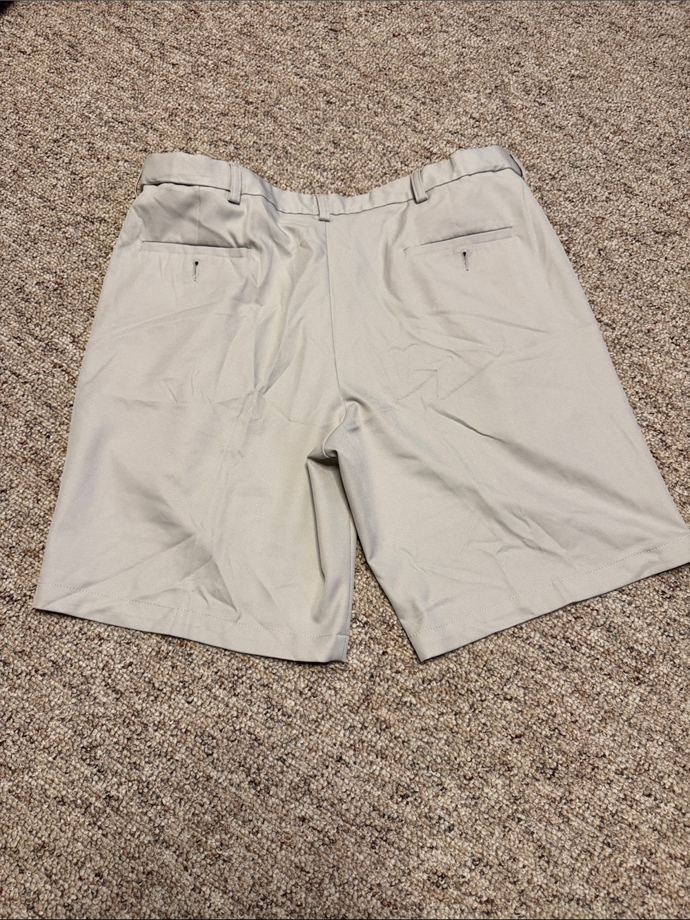 Men's Tan Flat-Front Performance Shorts - Picture 3 of 4